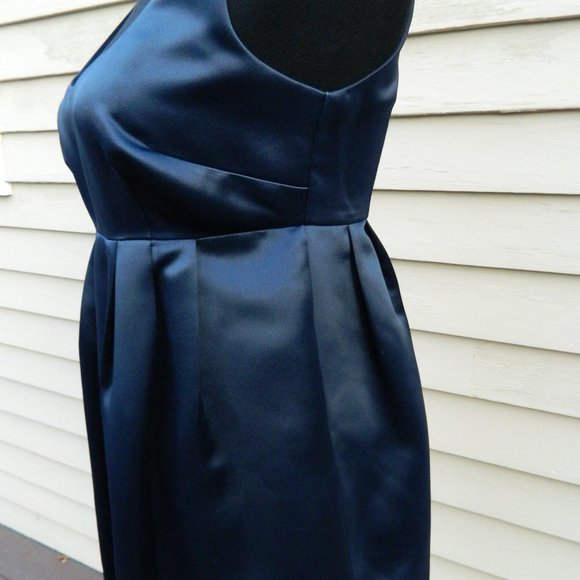 Michael Kors Midnight Blue Satin Umpire Sleeveless Dress Size 4 - Picture 7 of 9